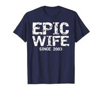 Awesome 21st Wedding Anniversary Idea Epic Wife Since 2003 T-Shirt, Men, Navy Blue, Small