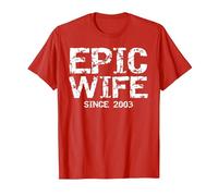 Awesome 21st Wedding Anniversary Idea Epic Wife Since 2003 T-Shirt, Men, Red, Large
