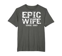 Awesome 21st Wedding Anniversary Idea Epic Wife Since 2003 T-Shirt, Men's Big and Tall, Asphalt Grey, 6X Tall