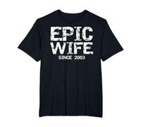 Awesome 21st Wedding Anniversary Idea Epic Wife Since 2003 T-Shirt, Men's Big and Tall, Black, 2X Tall