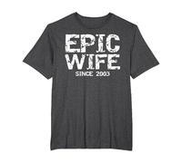 Awesome 21st Wedding Anniversary Idea Epic Wife Since 2003 T-Shirt, Men's Big and Tall, Dark Heather Grey, 2X Tall