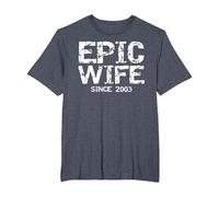Awesome 21st Wedding Anniversary Idea Epic Wife Since 2003 T-Shirt, Men's Big and Tall, Heather Blue, 4X Tall