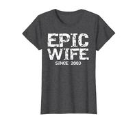 Awesome 21st Wedding Anniversary Idea Epic Wife Since 2003 T-Shirt, Women, Dark Heather Grey, 3X-Large
