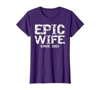 Awesome 21st Wedding Anniversary Idea Epic Wife Since 2003 T-Shirt, Women, Purple, 3X-Large