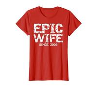 Awesome 21st Wedding Anniversary Idea Epic Wife Since 2003 T-Shirt, Women, Red, Small