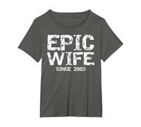 Awesome 21st Wedding Anniversary Idea Epic Wife Since 2003 T-Shirt, Women's Plus, Asphalt Grey, 5X
