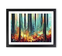 Awesome Abstract Forest Vol.4 Framed Print | A2 Black Framed Wall Art | Ready to Hang | Abstract Landscape Picture | Living Room Bedroom Lounge Office