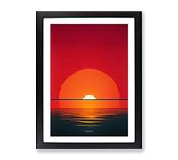 Awesome Abstract Ocean Sunset Framed Print | A2 Black Framed Wall Art | Ready to Hang | Abstract Nautical Picture | Living Room Bedroom Lounge Office