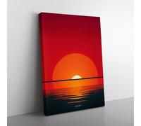 Awesome Abstract Ocean Sunset Red, Red, Orange Canvas Wall Art Print Ready to Hang, Framed Picture for Living Room Bedroom Home Office Décor, 76x50 cm (30x20 Inch)