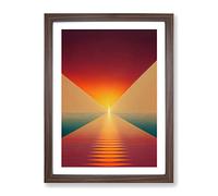 Awesome Abstract Sunset Framed Print | A2 Walnut Framed Wall Art | Ready to Hang | Abstract Landscape Picture | Living Room Bedroom Lounge Office