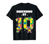 Awesome at 10 Year Old Block Building Bricks Kids Birthday T-Shirt