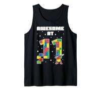 Awesome at 11 Year Old Block Building Bricks Kids Birthday Tank Top