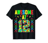 Awesome At 12 Building Blocks Toy Lover 12th Birthday Party T-Shirt