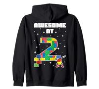 Awesome At 2 Year Old Block Building Bricks Kids Birthday Zip Hoodie