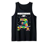 Awesome at 3 Year Old Block Building Bricks Kids Birthday Tank Top