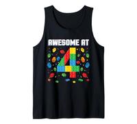 Awesome at 4 Year Old Birthday Kids Block Building Brick Tank Top