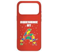 Awesome At 4 Year Old Block Building Bricks Kids Birthday Case for iPhone 17 Pro Max