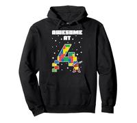 Awesome At 4 Year Old Block Building Bricks Kids Birthday Pullover Hoodie