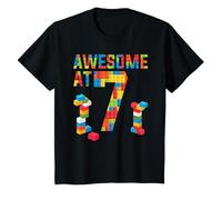 Awesome At 7 Cool Building Blocks Toy Birthday Party T-Shirt