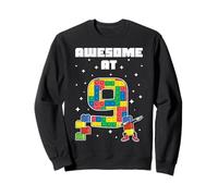 Awesome At 9 Year Old Block Building Bricks Kids Birthday Sweatshirt