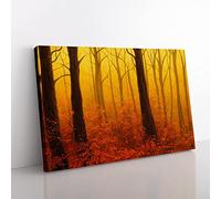 Awesome Autumn Forest Canvas Wall Art Print Ready to Hang, Framed Picture for Living Room Bedroom Home Office Décor, 76x50 cm (30x20 Inch)