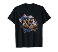 Awesome Bear with America Colors and Cool Axe T-Shirt