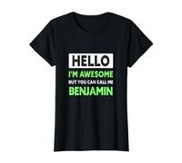 Awesome Benjamin Saying Funny Benjamin Name Value Graphic T-Shirt, Women, Black, XL