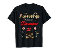 Awesome Born on December 27 Birthday Flowers & Butterflies T-Shirt