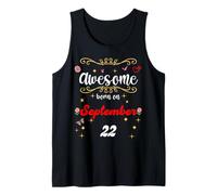 Awesome born on September 22 birthday Flowers & Butterflies Tank Top