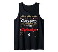 Awesome born on September 9 birthday Flowers & Butterflies Tank Top