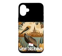 Awesome Brown Pelican with New Orleans Colors Costume Case for iPhone 16 Plus