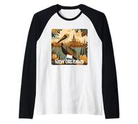 Awesome Brown Pelican with New Orleans Colors Costume Raglan Baseball Tee