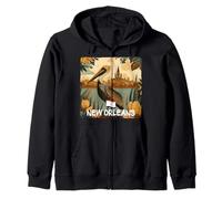 Awesome Brown Pelican with New Orleans Colors Costume Zip Hoodie