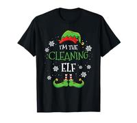 Awesome Christmas Elf Designs Im The Cleaning Elf Christmas Adult Unisex Black Short Sleeve Cotton Blend Classic Fitted T-Shirt