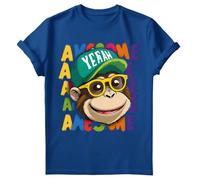 Awesome Cool Monkey T-Shirt Funky Chimp Chimpanzee Kids Boys Summer Fun Top #SD Royal 5-6 Years