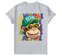 Awesome Cool Monkey T-Shirt Funky Chimp Chimpanzee Kids Boys Summer Fun Top #SD Sports Grey 5-6 Years