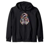 Awesome cosmic astronaut discovering starry universe fungi Zip Hoodie