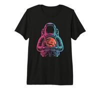 Awesome Cosmic Astronaut Holding a Vibrant Geology Globe Premium T-Shirt
