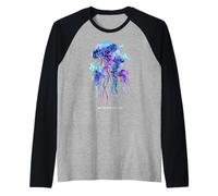 Awesome Cute Underwater Fish Sea Just Go with Flow Jellyfish Raglan Baseball Tee