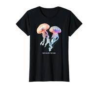 Awesome Cute Underwater Fish Sea Just Go with Flow Jellyfish Value Graphic T-Shirt, Women, Black, XL