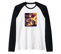 Awesome Eagle with Burning Motorcycle for an Amazing Look Raglan Baseball Tee