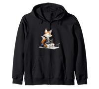 Awesome Fox with Japanese Writing for Boys and Girls Zip Hoodie