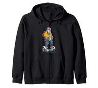 Awesome Future Santa Claus with electric Wheel and Cool Look Zip Hoodie