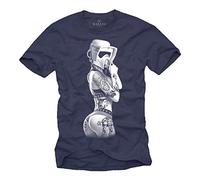 Awesome Gamer T-Shirt for Men - Tattoo Trooper Wars - Nerd Gifts for him Blue XL