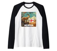 Awesome Georgia Nature and Mountain View with Animal Graphic Raglan Baseball Tee