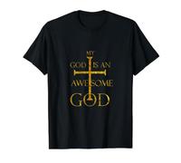 Awesome God Cross Christian Faith Value Graphic T-Shirt, Men, Black, S