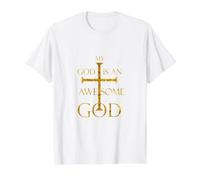 Awesome God Cross Christian Faith Value Graphic T-Shirt, Men, White, S
