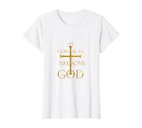 Awesome God Cross Christian Faith Value Graphic T-Shirt, Women, White, M