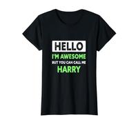 Awesome Harry Saying Funny Harry Name Value Graphic T-Shirt, Women, Black, L