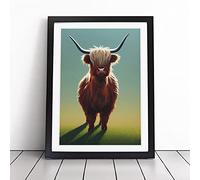 Awesome Highland Cow | Framed Wall Art Print | Modern Home Decor Picture | Ready to Hang Artwork for Living Room, Bedroom, Kitchen or Office | Multiple Sizes